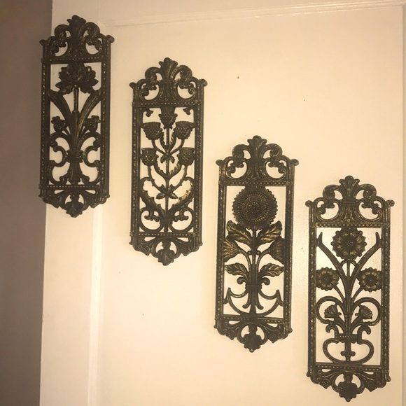 Homco Wall Decor Homco Dart Set Of 4 Blackgold Flower Wall